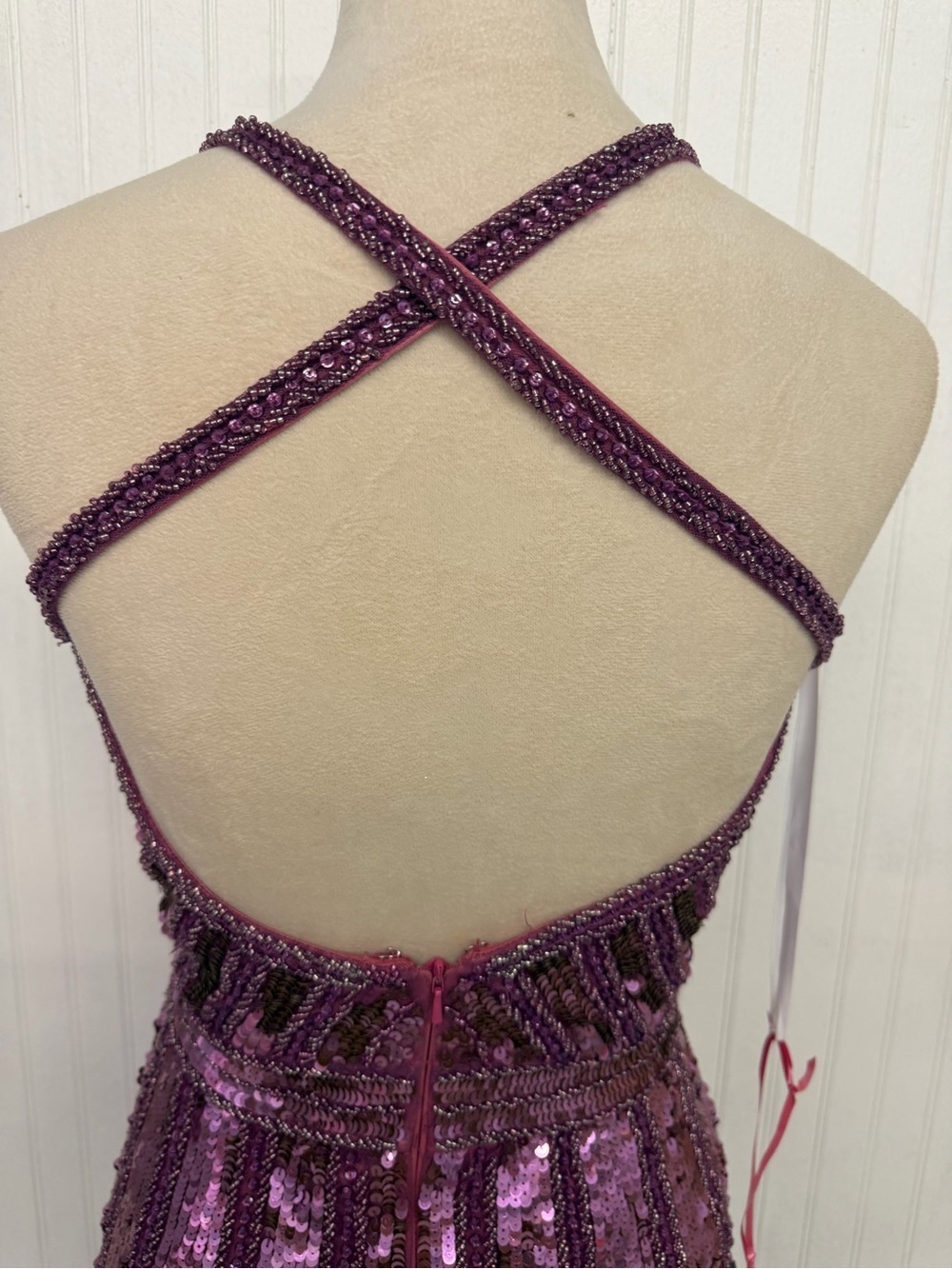 Primavera Couture Raspberry Sequin Mini Dress - Picture 5 of 6